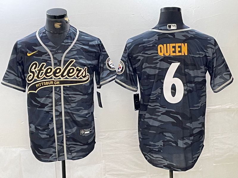 Men Pittsburgh Steelers #6 Queen Camo Joint Name 2024 Nike Limited NFL Jersey style 1